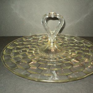Vintage Indiana Whitehall Colony Cubist Center Handled 13" Clear Sandwich Tray